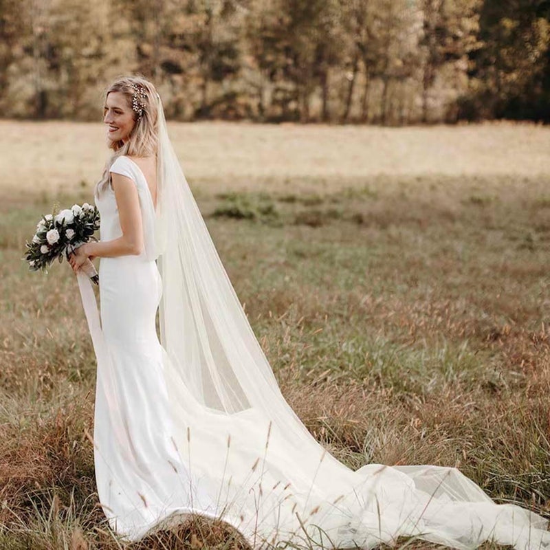 Foyte Cathedral Length Veil Bride Wedding Veils 1 Tier Bridal Long Tulle Chapel Veils for Women - Image 4